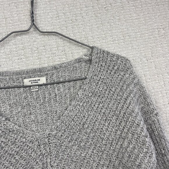 JDY Jacqueline De young Crochet knitted long sleeve Light Grey Jumper Women Sz S - Picture 5 of 15